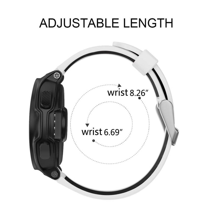 ISABAKE Watch Band for Garmin Forerunner 735XT/230/220/235/620/630,Compatible with Garmin Approach S20/S5/S6,Soft Silicone Replacement Wristbands with Metal Buckle,One Size (White) - Image 5